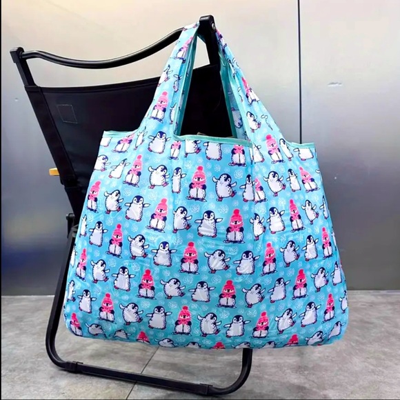 NEW PENGUIN FOLDABLE TOTE BAG LARGE CAPACITY CUTE PENGUIN 🐧 PRINT - Picture 2 of 8